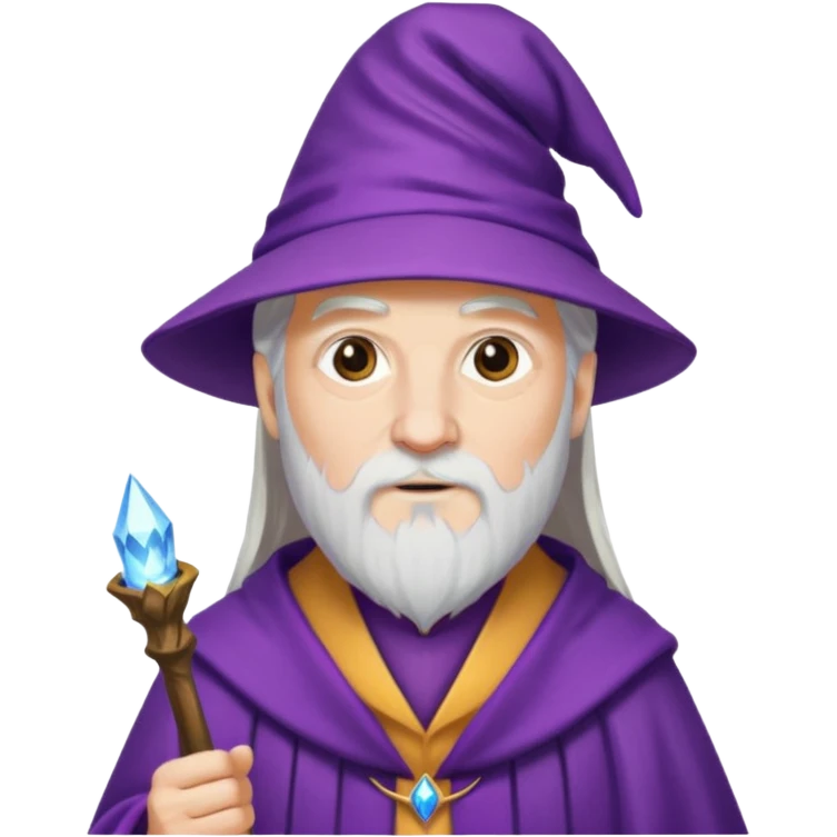dumbledore, white hair, wear purple magic hat emoji