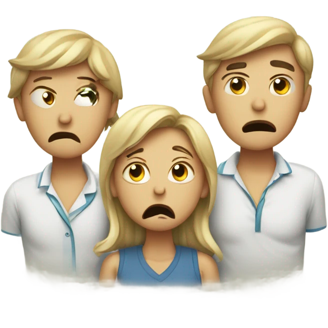 Three nauseous people emoji