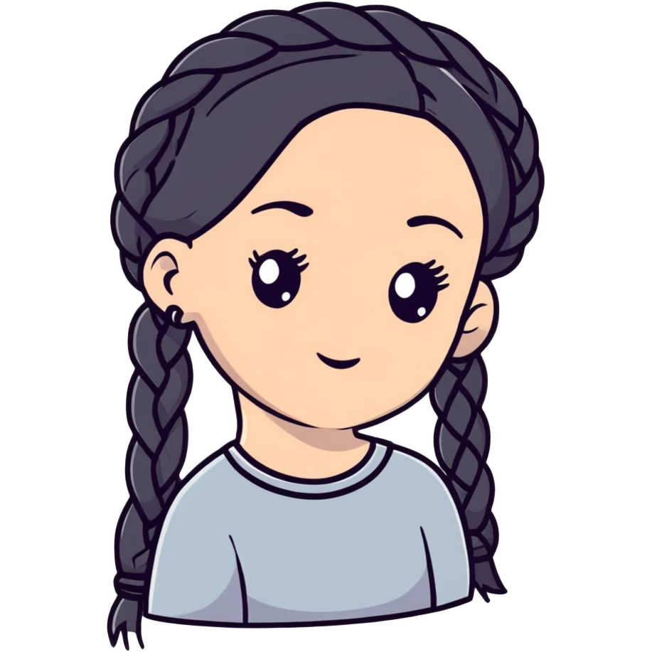 black braided hair with silver rings emoji