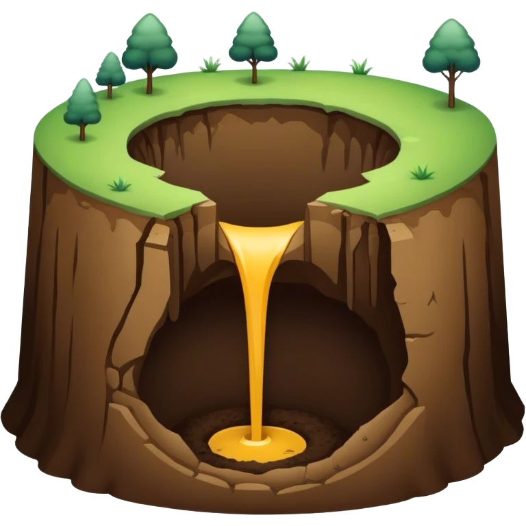 A deep hole in the ground, symbolizing a gap or depression emoji