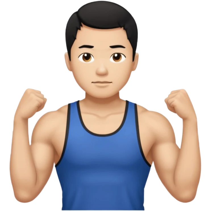 Asian gym bro wearing tank top short black hair named Shawn  emoji