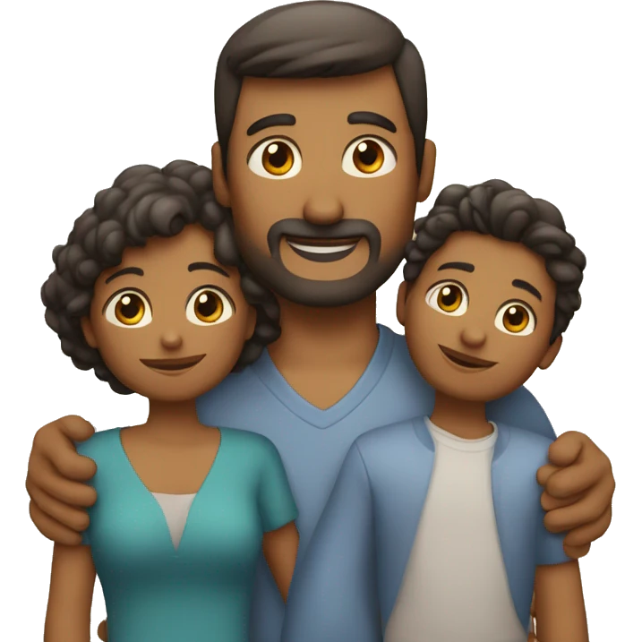 una familia solo con un padre y dos hijos, un hijo mayor que el otro. emoji