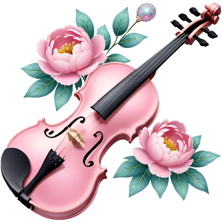 Iridescent soft pastel pink roamin romantic violin with peonies and glitter emoji