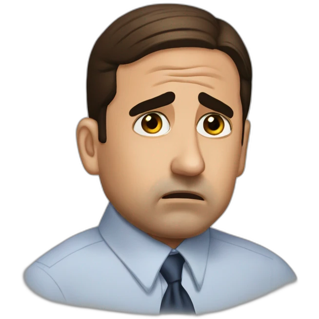 michael scott crying face - make it realistic emoji