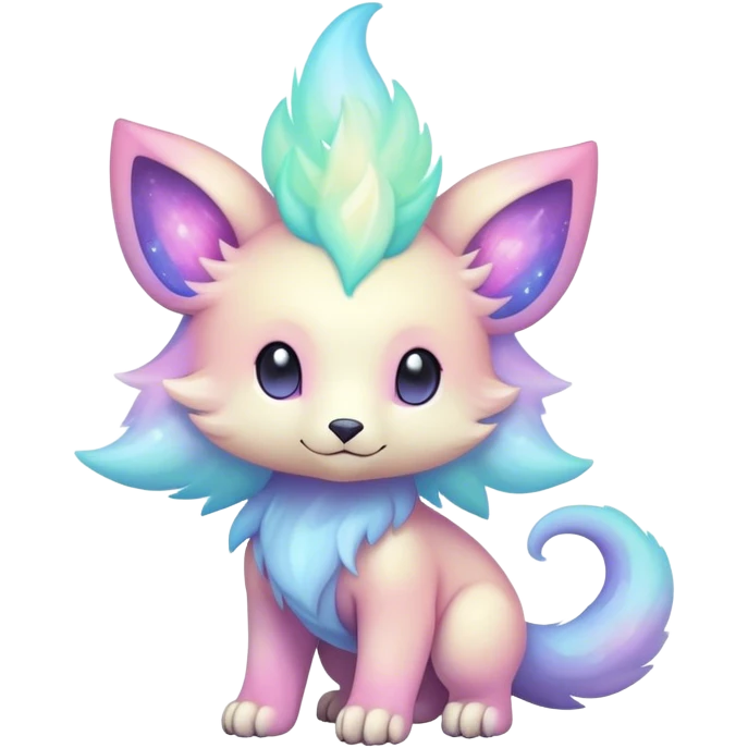 Cute cool colorful pastel nebula fantasy animal hybrid Fakemon full body  emoji