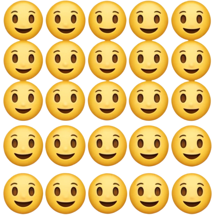 Emoji challenge.
Show 16 emojis that are almost identical.
Only one emoji has a small difference in shape or expression.
Neutral background, soft shadows.
Increase difficulty slightly.
Add subtle animation to keep attention. emoji