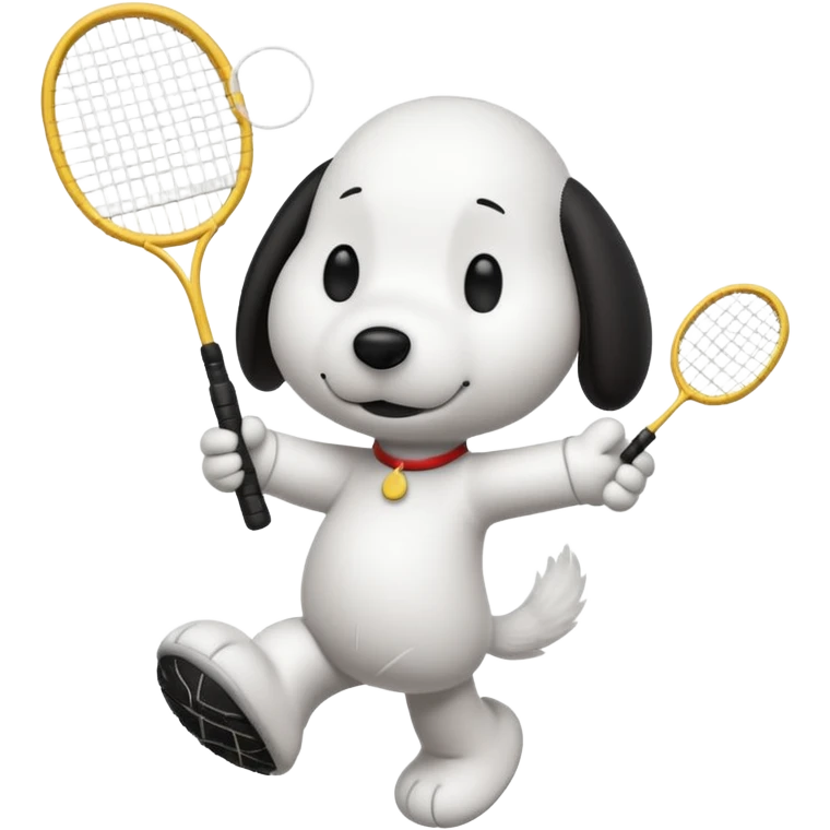 SNOOPY jugador del bádminton jugando con una sola raqueta
 emoji