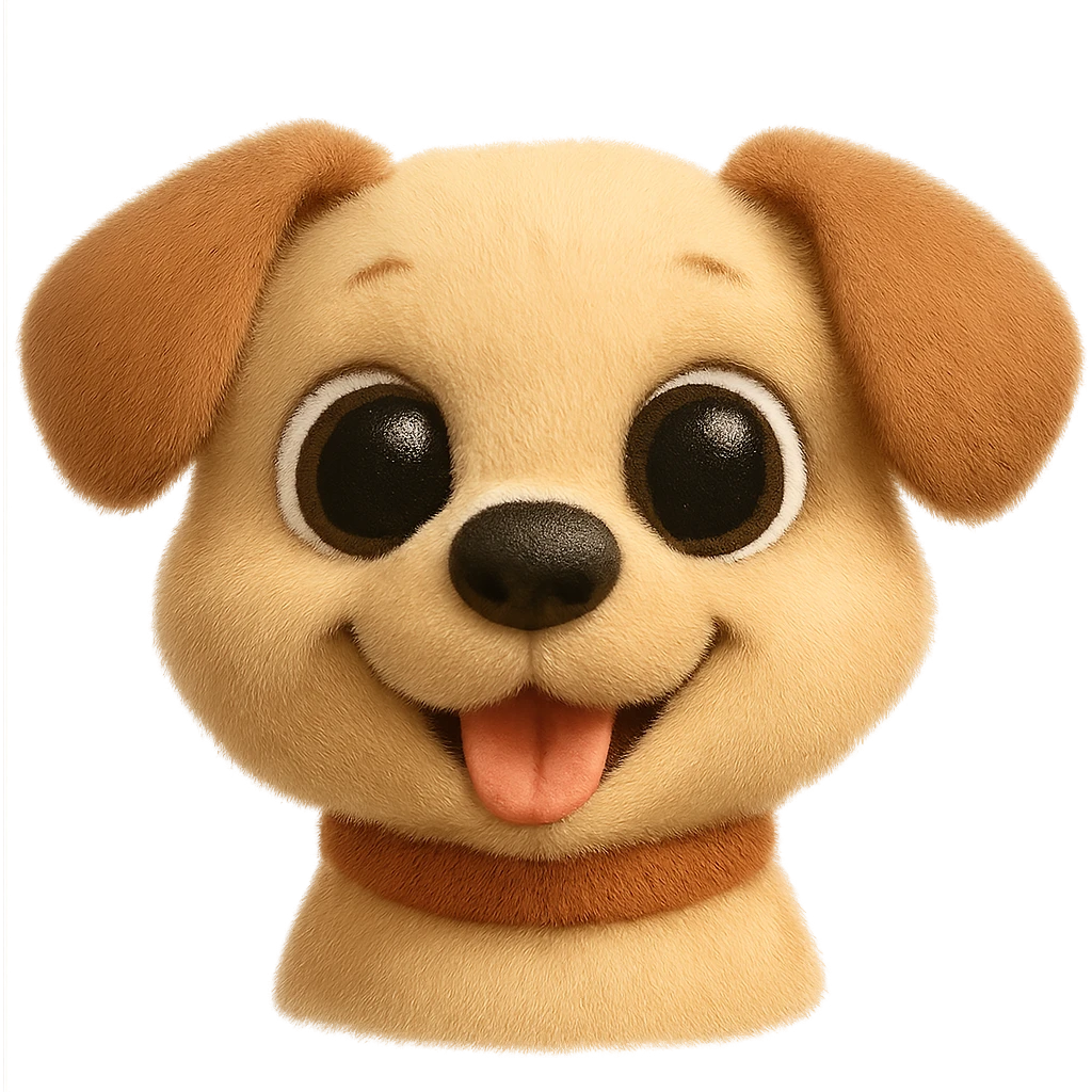 playful dog with big eyes emoji