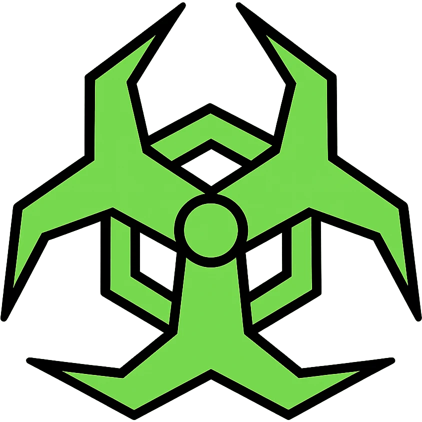 hazardous green logo, bold, modern, uses green and black, sharp angles, simple, no text emoji