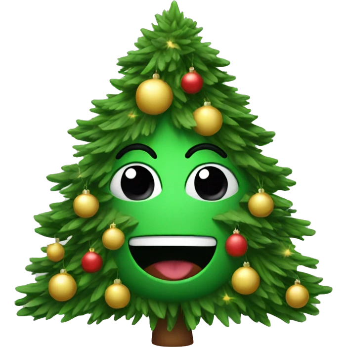 Christmas tree with face emoji