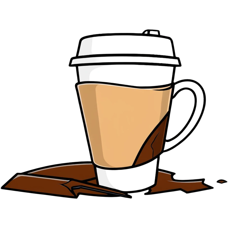 broken coffee cup with cracks and spilled coffee emoji