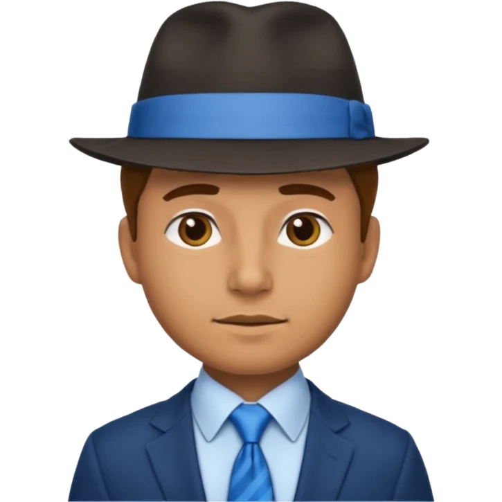 man with hat and blue ties emoji