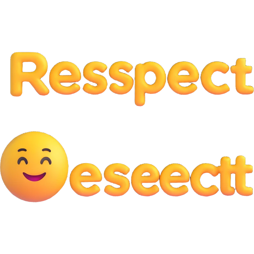colorful 3D circular emoji with the word 'respect' in the center in a modern font emoji