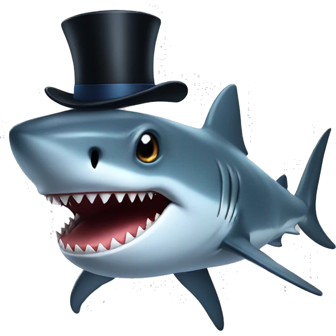 Shark with a top hat emoji