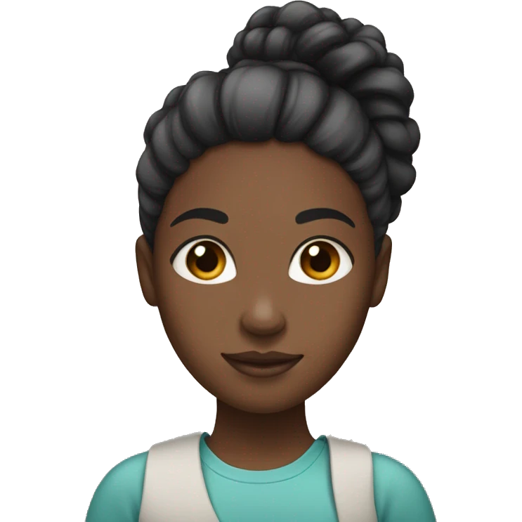 A black girl with hair tied in a ponytail with afro hair emoji
