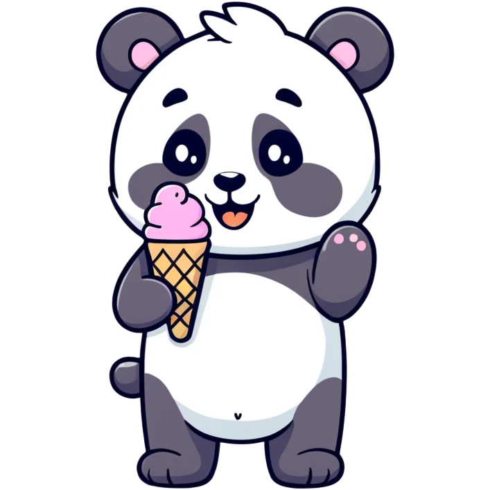 Panda eating ice cream emoji