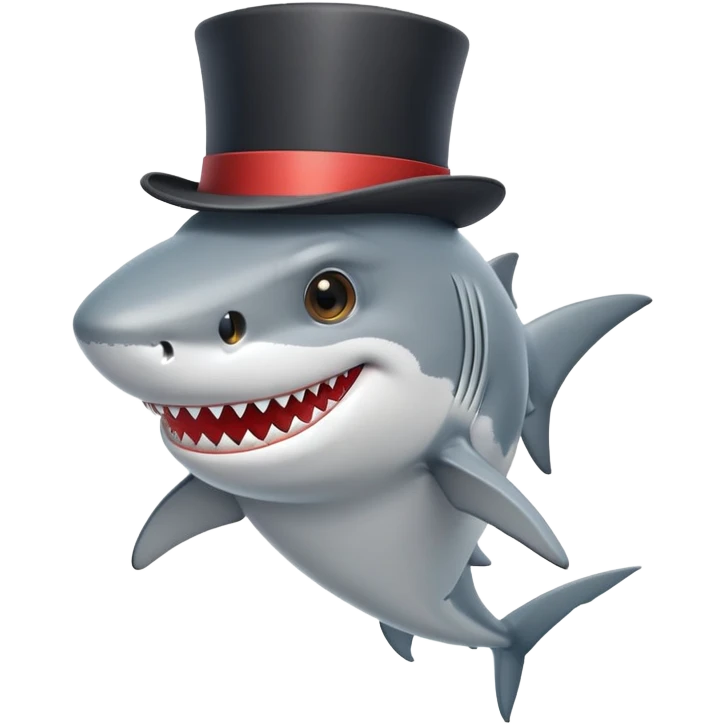 Shark with a top hat emoji