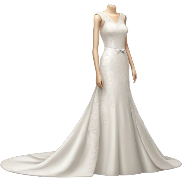 Hyper Realistic ornate 
Minimalistic sheath Wedding dress displays with bow emoji