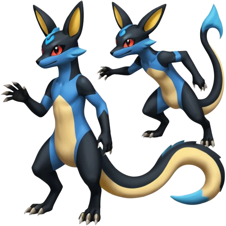 Umbreon-Lucario-Salandit-Zeraora-fusion, full body emoji