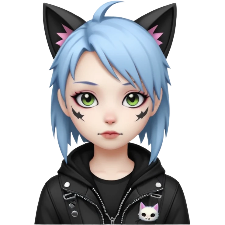 Edgy Kawaii Cute Cool Cartoon Anime Punk Techwear Gothic Catgirl emoji