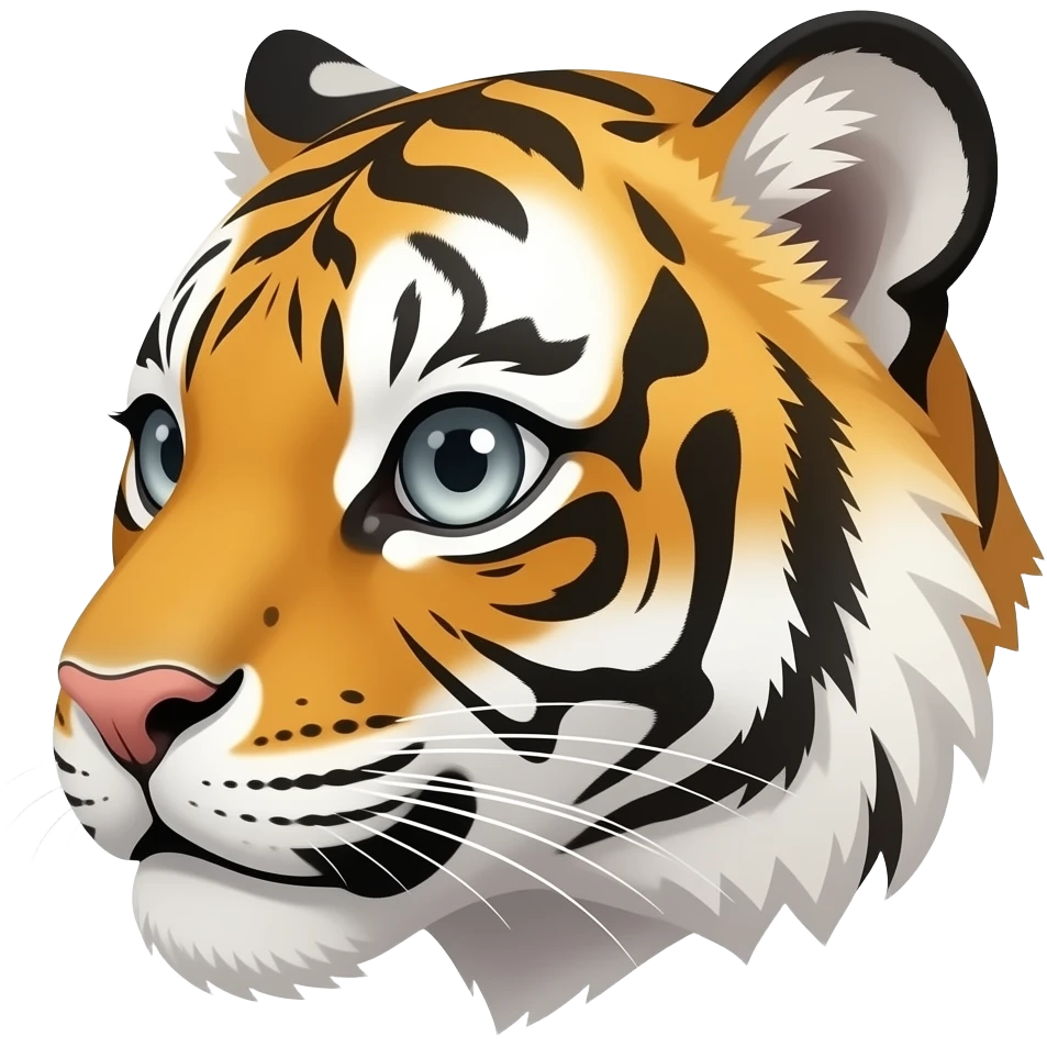 A little bit gorgeous tiger head anime eyes have a white eyes realistic Turn sideways gray eyes But see  like anime eyes emoji