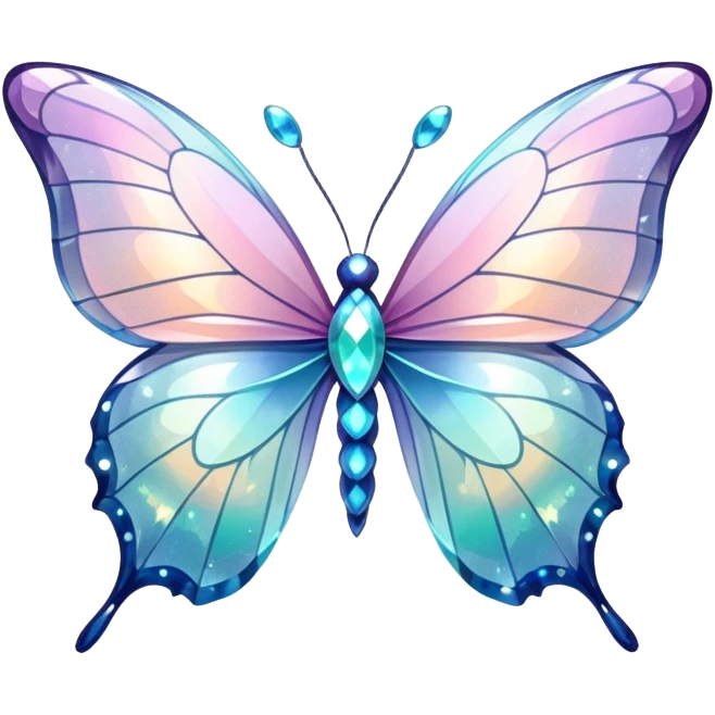 Pastel sparkly glittery shiny iridescent glass crystal butterfly emoji