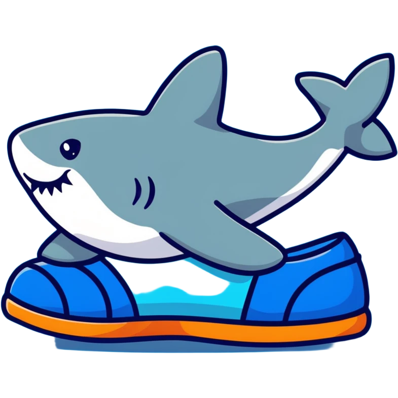 a shark with blue shoes on emoji