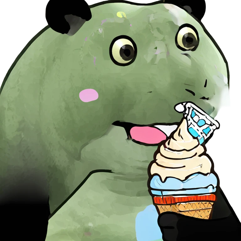 Panda eating ice cream emoji