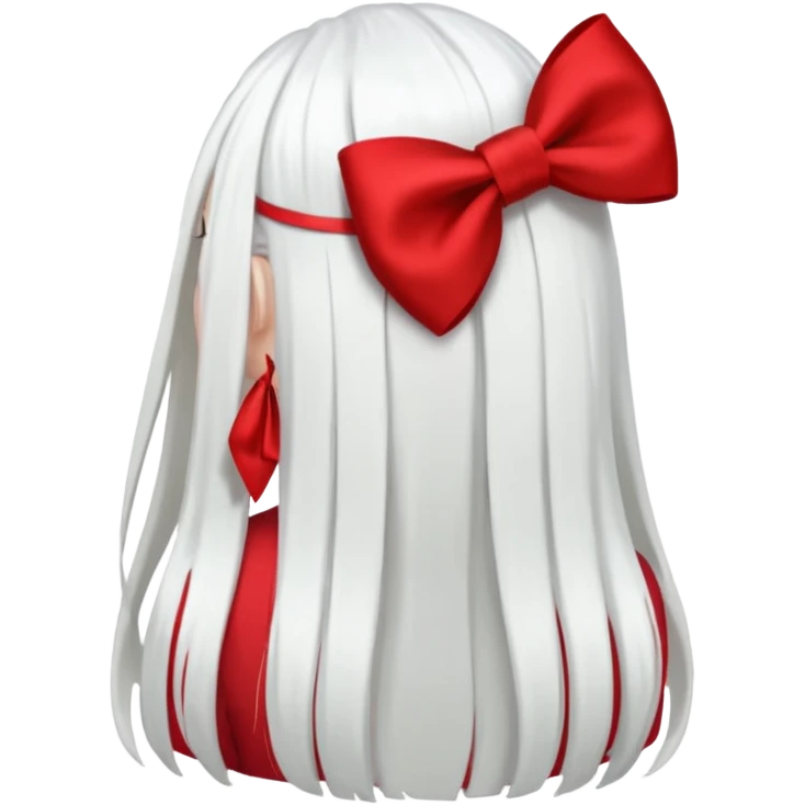 back view of white hair with red bow emoji