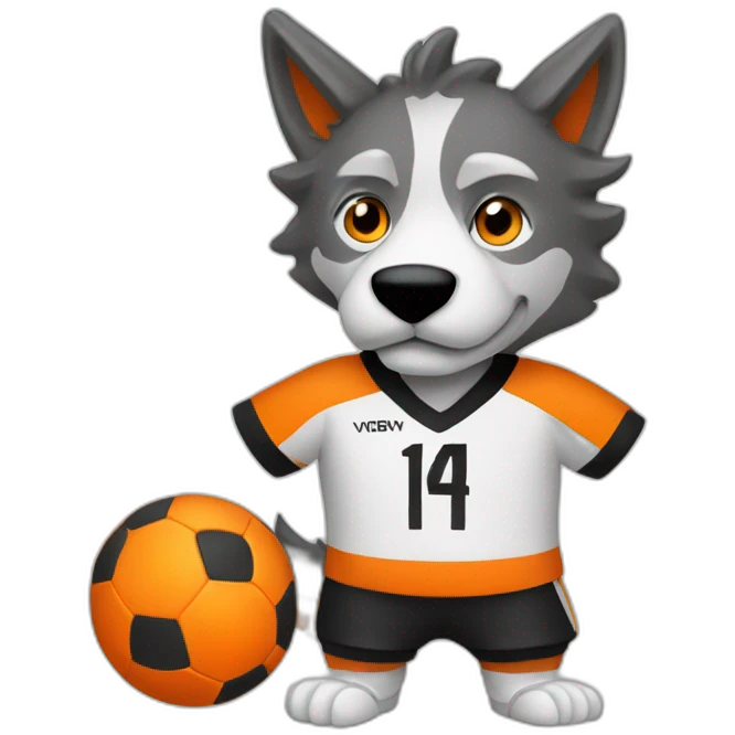 Footballeur loup avec tenu orange et noir  emoji