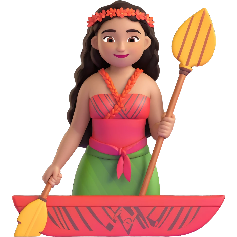 Moana smiling holding an oar emoji