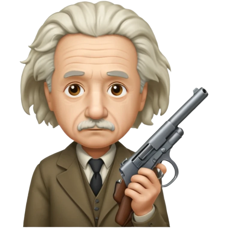 Albert Einstein holding a gun emoji