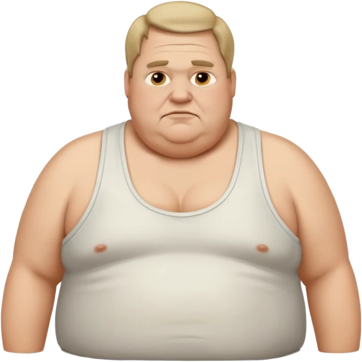 extremely obese middle aged white man in wifebeater with greasy hair and dirty appearance emoji