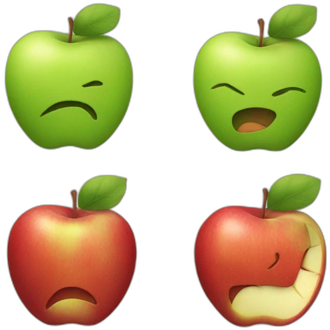 a apple with an face but the right side is bitten emoji