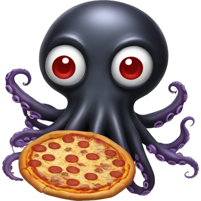 black Alien Octopus with pizza emoji