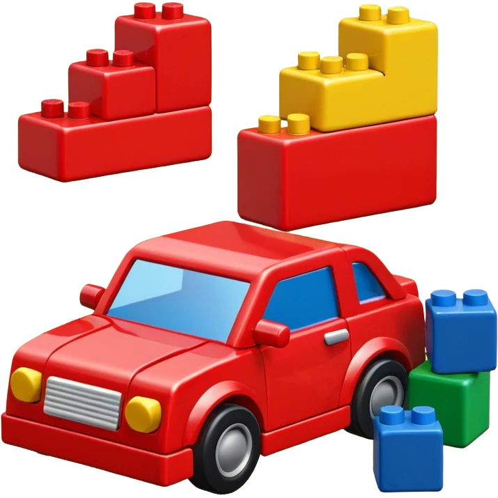 Toy car beside building blocks emoji