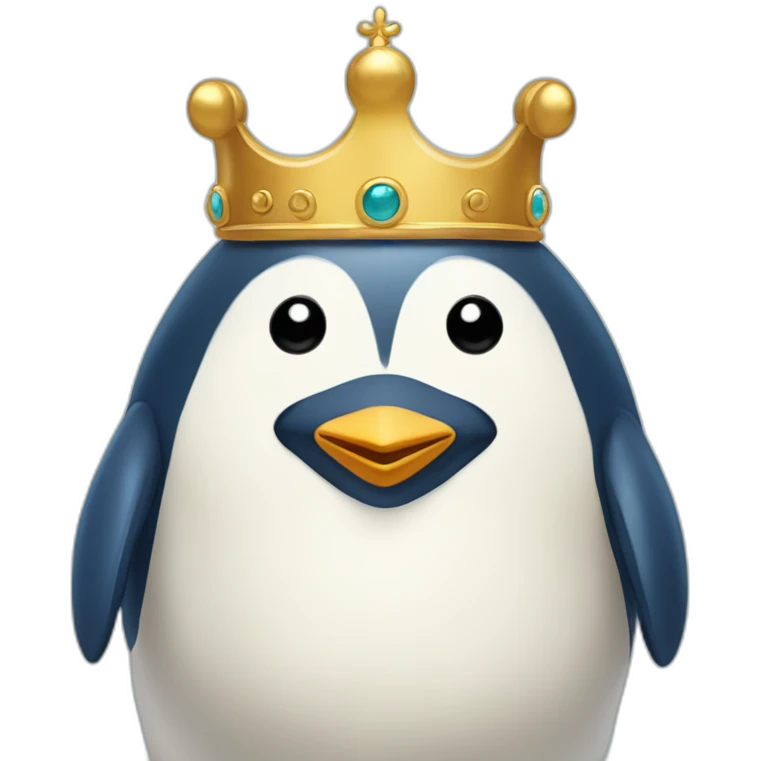 kawaï blue pudgy penguin wearing a golden crown emoji