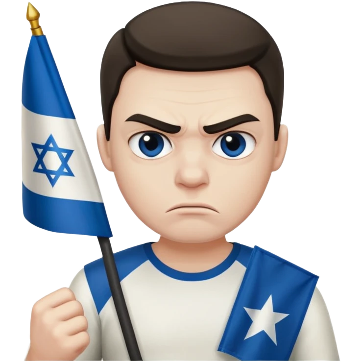 İsrail Bayrak tutan ve çok kızgın bakan adam sevmemiş gibi emoji