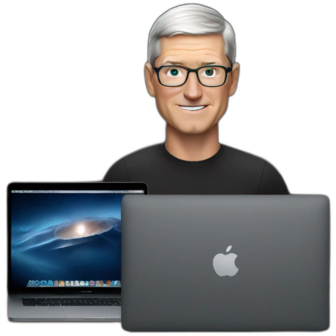 tim cook with black macbook pro on desk emoji