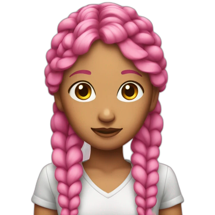 Pink-haired lady with double braids emoji