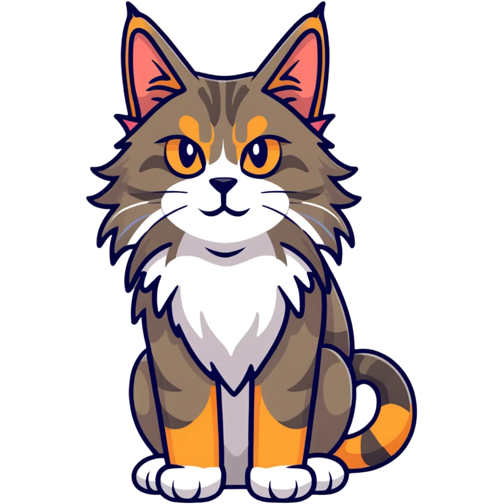 powerful maine coon cat with impressive mane and cute but fierce expression emoji