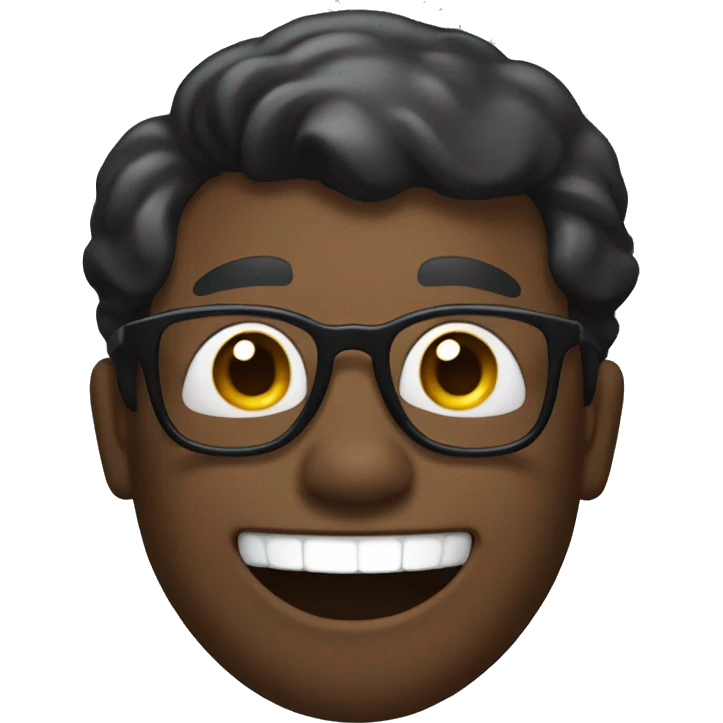 black cubby man with short hair with glasses laughing  emoji