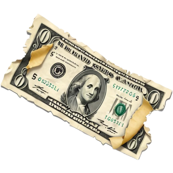Ripped in half dollar bill emoji