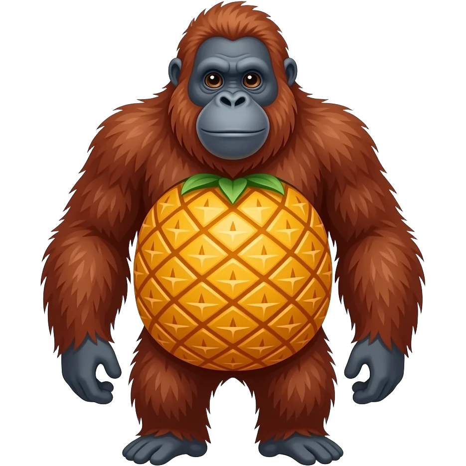 Orangutan with pineapple belly emoji