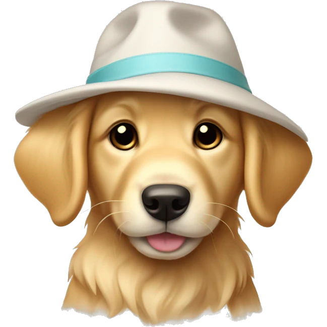 golden retriever puppy with floppy bunny ear hat emoji