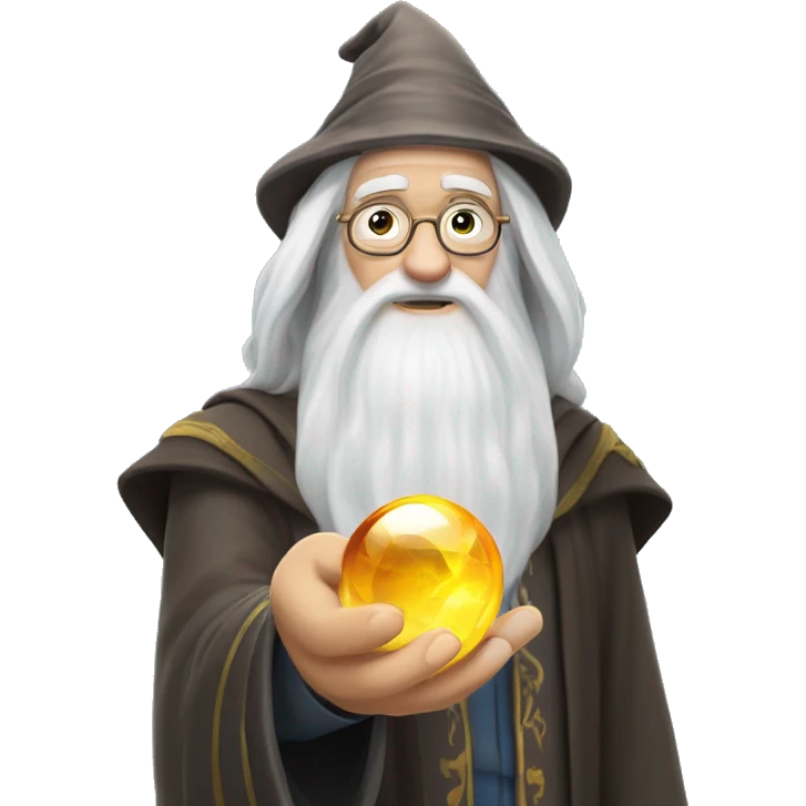 Dumbledore holds a crystal ball in his hand emoji