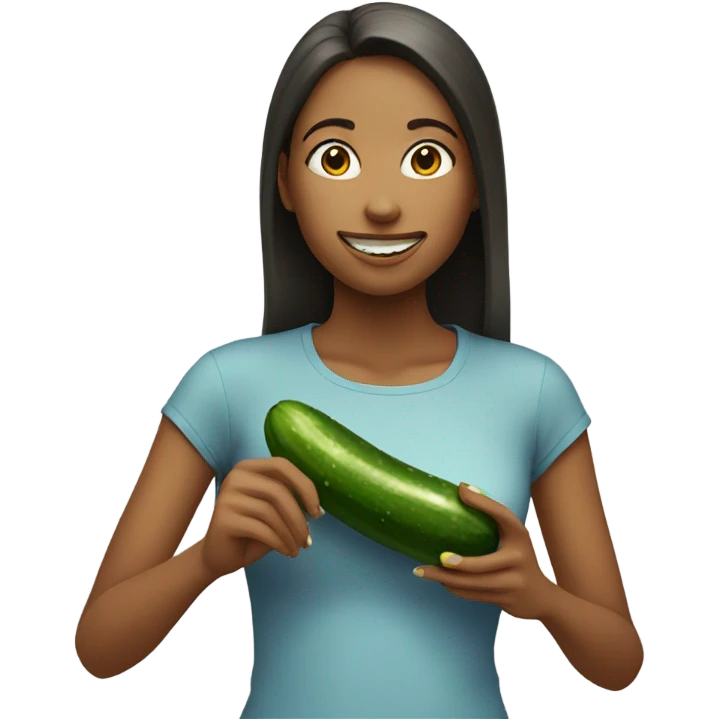 Girl eating cucumber emoji