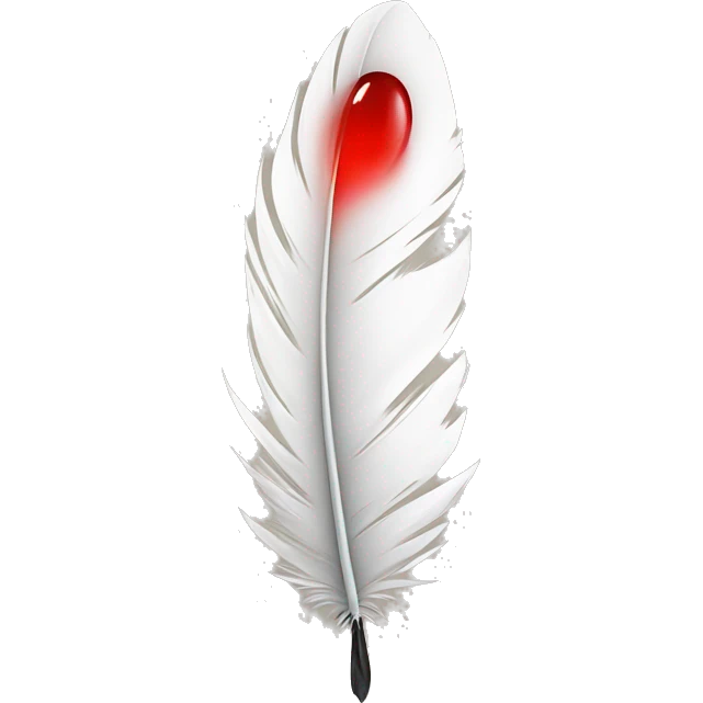 feather with red drop emoji