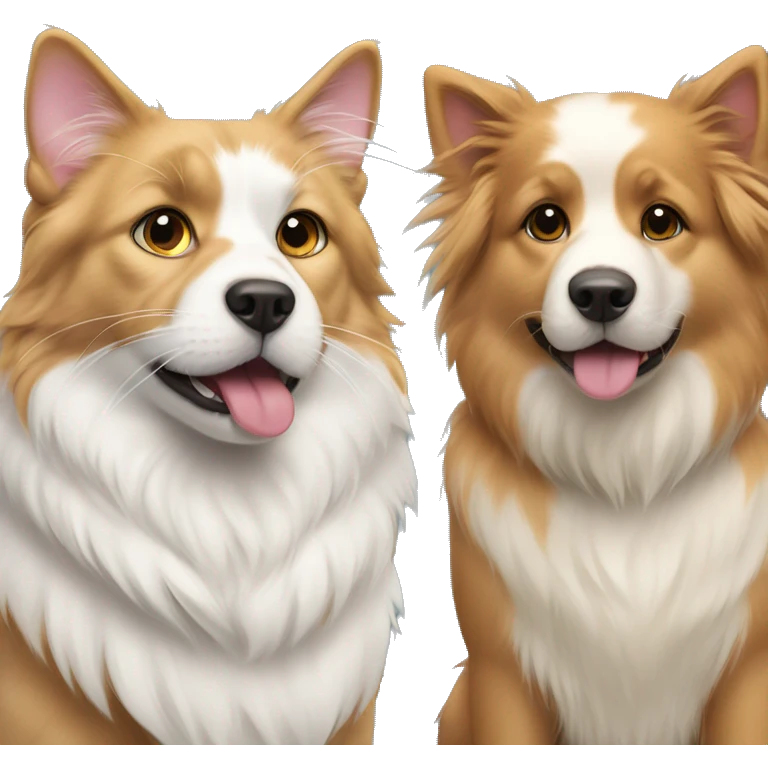 Calico cat and Pyrenees dog emoji