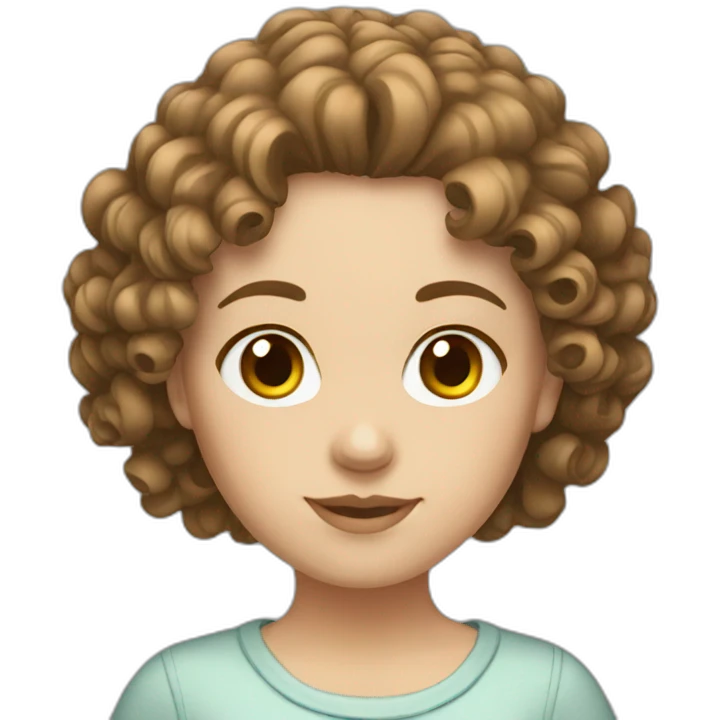 white girl with short curly brown hair emoji